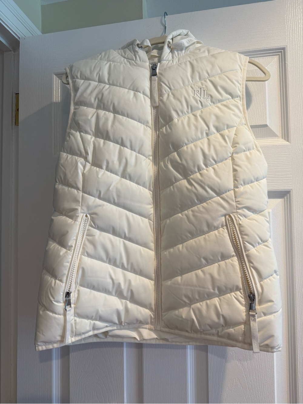 Ralph Lauren Off-White Quilted Hooded Puffer Vest